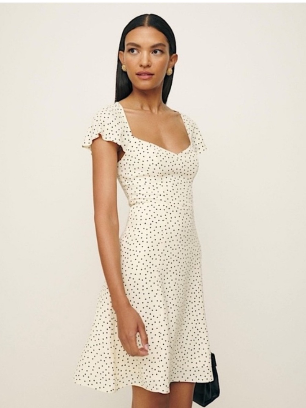 Reformation Cream Polka Dot Mini Dress